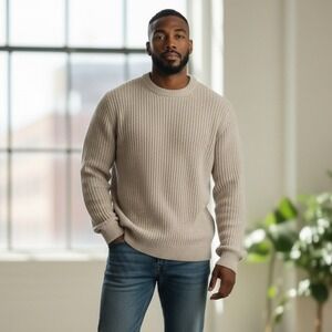 VTG Jordan Craig Mens Sweater‎ Size 3XL Khaki Ribbed Knit Crewneck Long Sleeve